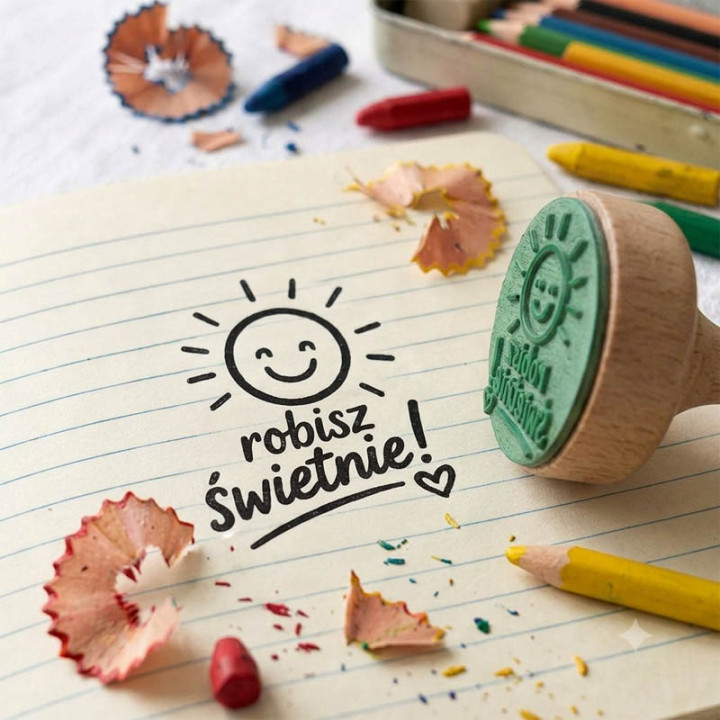 Robisz świetnie! Motywacyjny stempel dla dzieci