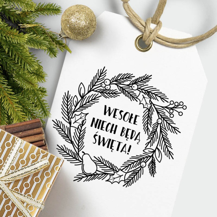 Stempel z motywem gałązek – wesołe niech będą święta