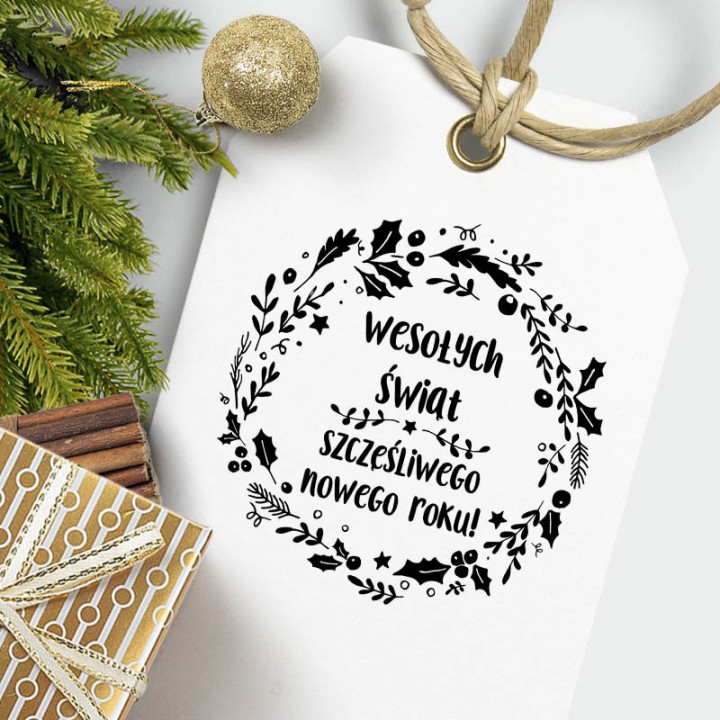 Bożonarodzeniowy stempel wianek z życzeniami