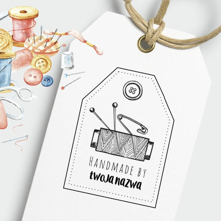 Wzór z motywem szpulki nici handmade