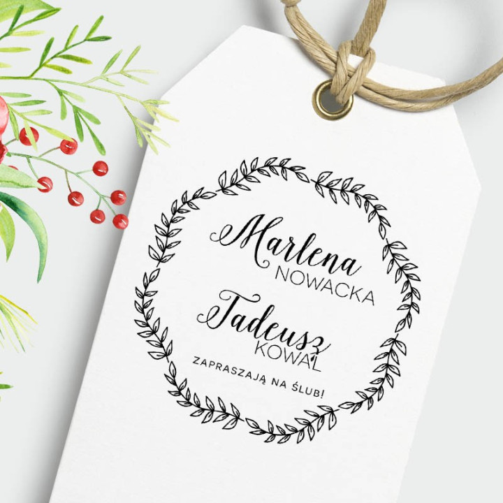 Wianek florystyczny – stempel ślubny, okrągły